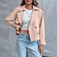 thumbnail image 5 of Ruimatai Women's Casual Double Breasted Cropped Trench Coat Raglan Sleeve Loose Fit Short Jacket Outerwear with Pockets Solid Color, 5 of 9