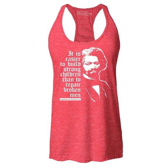 Shop4Ever Women's It Is Easier to Build Strong Children Fred Douglass Racerback Tank Top X-Large Red