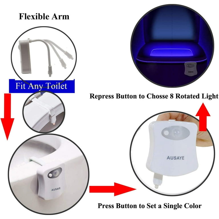 Toilet Night Light 2Pack by Ailun Motion Sensor Activated LED, 8