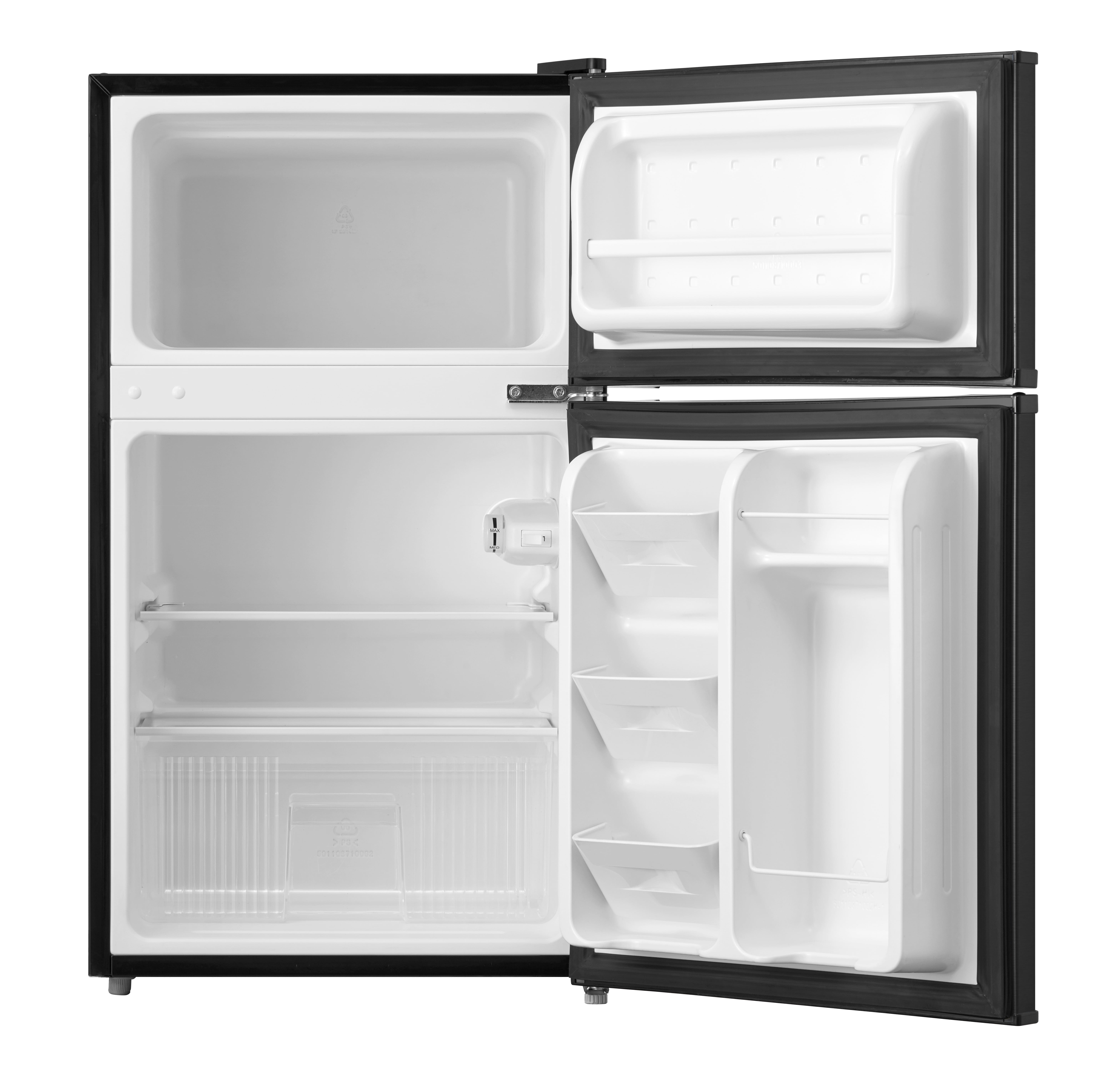 Mainstays 3.2 Cu Ft 2-Door Compact Refrigerator with Freezer, Stainless Steel, Mini Fridge for Dorm, Apartment & Office