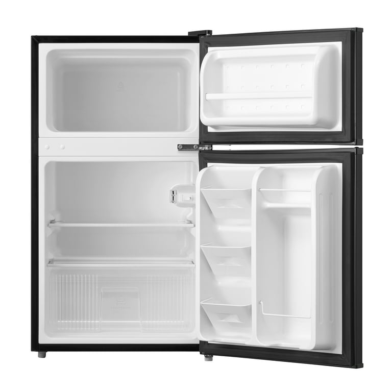 Mainstays 3.2 Cu Ft Two-Door Refrigerator with Freezer, Stainless Steel photo 2