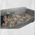 thumbnail image 6 of Botanic Soft Flannel Fleece Throw Blanket, Hippie Summer Theme with Youthful Field in Prehistoric Art Design, Cozy Plush for Indoor and Outdoor Use, 70" x 90", Vermilion Beige Teal, by Ambesonne, 6 of 6