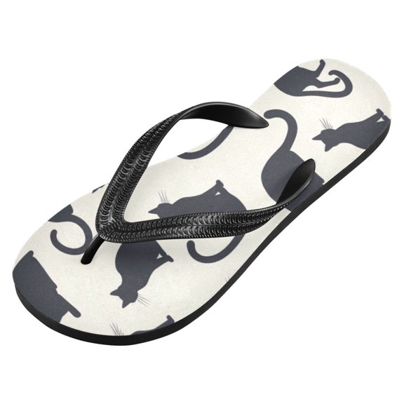 WEIYEKO Unisex Flip Flops for Men Women Non-Slip Comfortable Lightweight Beach Thong Sandals, Cute Cat Silhouettes