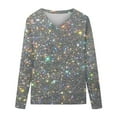thumbnail image 4 of Sequin Tops for Women Glitter Boho Printed Long Sleeve V-Neck Pullover Tee Shirts Casual Relaxed Fit Workout Casual Blouses, 4 of 4