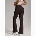thumbnail image 6 of Women'S Flare Skinny Pants Fold over Leggings Bell Bottom Slim Fit Yoga Pants Y2k Joggers Brown XS, 6 of 7