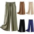 thumbnail image 3 of DuoJiaJ Women Solid Casual Pocket Wide Leg Pants Elastic Waist Loose Pants Women's Wide Leg Pants Black M, 3 of 3