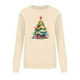 thumbnail image 6 of Women Christmas Tree Printed Tshirts Cropped Sweatshirt With Collar Long Button Down Sweaters Off The Shoulder Sweatshirt Cropped Long Sleeve Pack, 6 of 6
