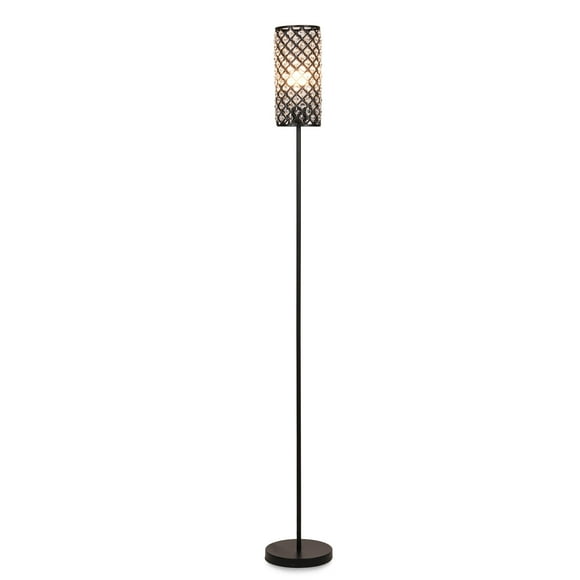 Modern Minimalist Floor Lamp Crystal Lampshade Standing Lamp 3 Color Temperatures Tall Lamp with E26 Light Bulb Foot Switch for Living Room Bedroom Study Office Sofa Side Bedside
