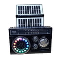 thumbnail image 1 of Radio Retro Portátil Recargable: Doble Panel solar/ Bluetooth/ USB/  Micro SD/ 3 Bandas de Radio/ Luz LED, 1 of 8
