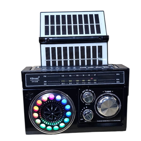 Radio Retro Portátil Recargable: Doble Panel solar/ Bluetooth/ USB/  Micro SD/ 3 Bandas de Radio/ Luz LED