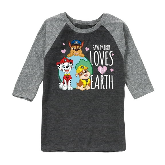 Paw Patrol - Loves Earth - Toddler And Youth Raglan Graphic T-Shirt