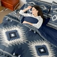 thumbnail image 4 of jejeloiu Rustic Western Aztec 7-Piece Twin Bedding Sets,Bohemain Geometric Pattern Bedding Comforter Set,Deepblue White Gray Sheet Sets For Kids,Luxury Bedroom Decor Reversible, 4 of 8