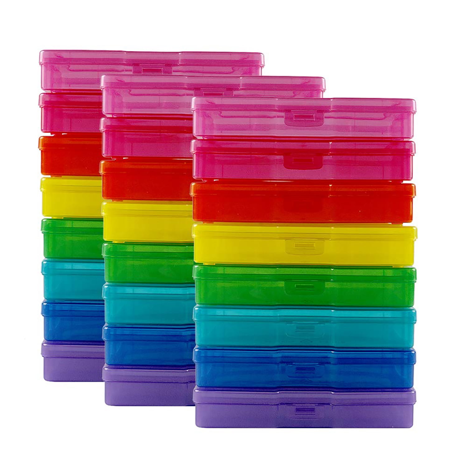 Novelinks 24 Pack Photo Storage Boxes for 4"x6" Pictures Photo Organizer Case Photo Keeper Picture Storage Containers Box,Rainbow Color
