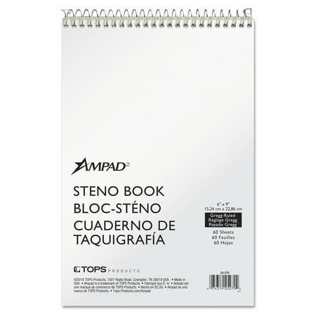 Ampad Steno Books, Gregg Rule, Tan Cover, 6x9, 60 Green Tint Sheets