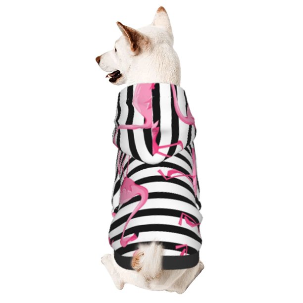 Fotbe Flamingos Sudadera con Estampado para Perros Pequeños – Suéter con Capucha para Mascotas, Tela Suave de Forro Polar con Bolsillo-X-Large