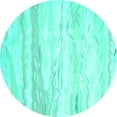 thumbnail image 1 of Ahgly Company Machine Washable Indoor Round Abstract Turquoise Blue Contemporary Area Rugs, 4' Round, 1 of 4
