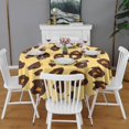 thumbnail image 2 of Yellow and Brown Of Leopard Print Round Tablecloth 60"x60",Wrinkle Wipeable Table Cloth for Kitchen Dining Room Picnic Patio Party, 2 of 6