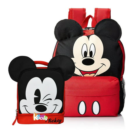 Disney - Disney Mickey Mouse 3D Ears Large 16&quot; School Backpack Large w/ Lunch Bag - nrd.kbic-nsn.gov