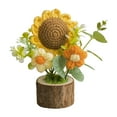 thumbnail image 2 of kkbbma under $5 Handmade Crochet Knitted Sunflower Bouquet Creative Knitted Potted Plant Mini Cute Home Desktop Decorations and Gifts for Friends, Lovers, Classmates, 2 of 6