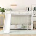 thumbnail image 4 of Jump Into Fun Bunk Beds Twin over Twin, Metal Bunk Bed with Slide, Low Bunk Bed with Ladder and Guardrails for Kids, Grils Boys, Bunk Bed for Bedroom, Dormitory, White, 4 of 7
