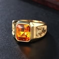 thumbnail image 2 of Jewelry Golden Dragon And Phoenix Gemstone Titanium Steel Ring, 2 of 2