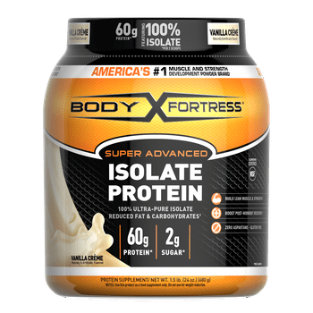 Body Fortress Whey Isolate Protein Powder, 60g Protein, Vanilla, 1.5 lbs.