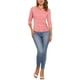 thumbnail image 2 of BLUSA RUCHADA PARA MUJERES CHIC CON BOTONES DECORATIVOS, ESCOTE EN V, MANGAS 3/4, TEJIDO SÓLIDO, TALLA 2XL, COLOR CORAL ROSA, 2 of 6
