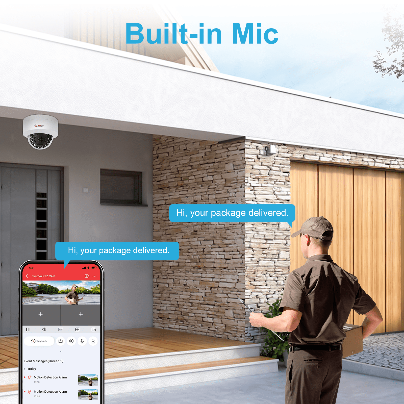 Anpviz 4MP PoE IP Dome Camera with Microphone/Audio, IP Security Camera Outdoor /Indoor, 98ft Night Vision, IP66 Waterproof, 2.8mm Wide Angle Lens, 24/7 Recording