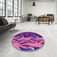 thumbnail image 4 of Ahgly Company Machine Washable Indoor Rectangle Transitional Dark Magenta Purple Area Rugs, 4' x 6', 4 of 7