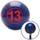 Boule Rouge N° 13 Bouton de Changement de Vitesse en Flocons de Métal Bleu Flamme avec M16 x 1,5 Insert Levier de Vitesses Auto Brody – image 1 sur 1