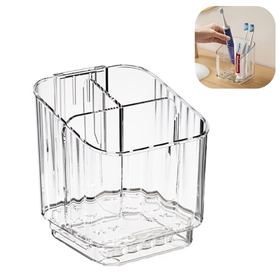 Toothbrush Holders for Bathrooms, Slots Detachable Toothbrush Holder Wall Mounted with Divider, Removable Electric Tooth Brush and Toothpaste Holder Organizer for Bathroom Countertop/Kitchen/Office