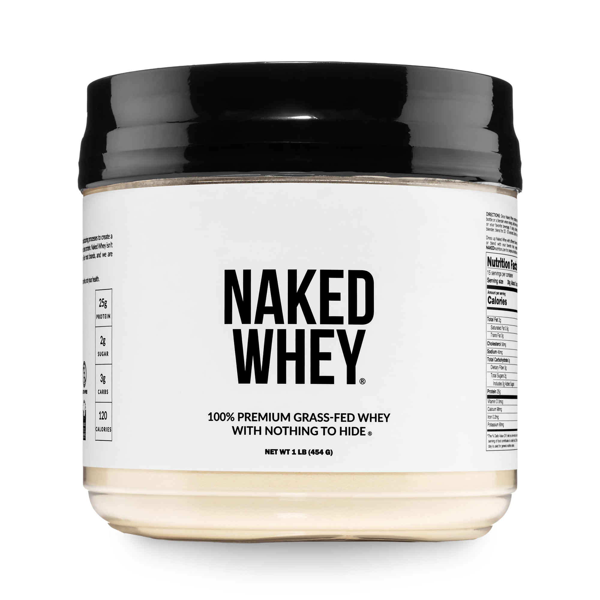 Naked Nutrition Naked Whey 1Lb - Only 1 Ingredient, Grass Fed Whey Protein Powder, Undenatured, No Gmos, No Soy, Gluten Free, Stimulate Growth, Enhance Recovery - 15 Servings