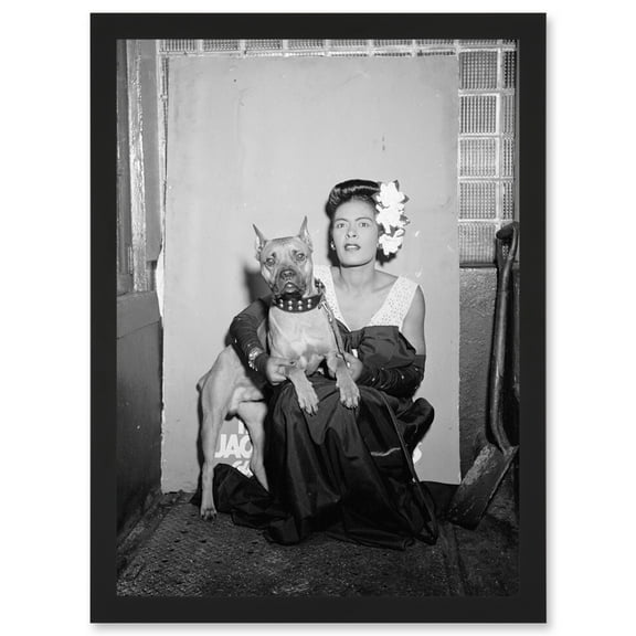 Old Photo Portrait Blues Jazz Singer Billie Holiday USA Black & White A4 Artwork Framed Wall Art Print