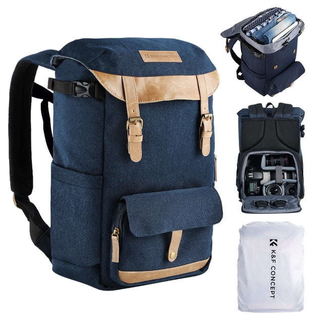 Mochila K amp;F CONCEPT Mochila multifuncional para cámara Bolsa impermeable para cámara Estuche para cámara de gran capacidad con compartimento para computadora portátil de 15,6 pulgadas Cubierta par K&F CONCEPT Mochila