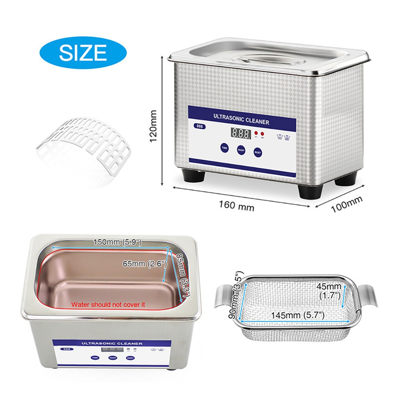 Ultrasonic Cleaner Ultrasound Glasses Jewelry Cleaner 40KHZ High Frequency Ultrasonic Washing Bath ,Convenient to Use