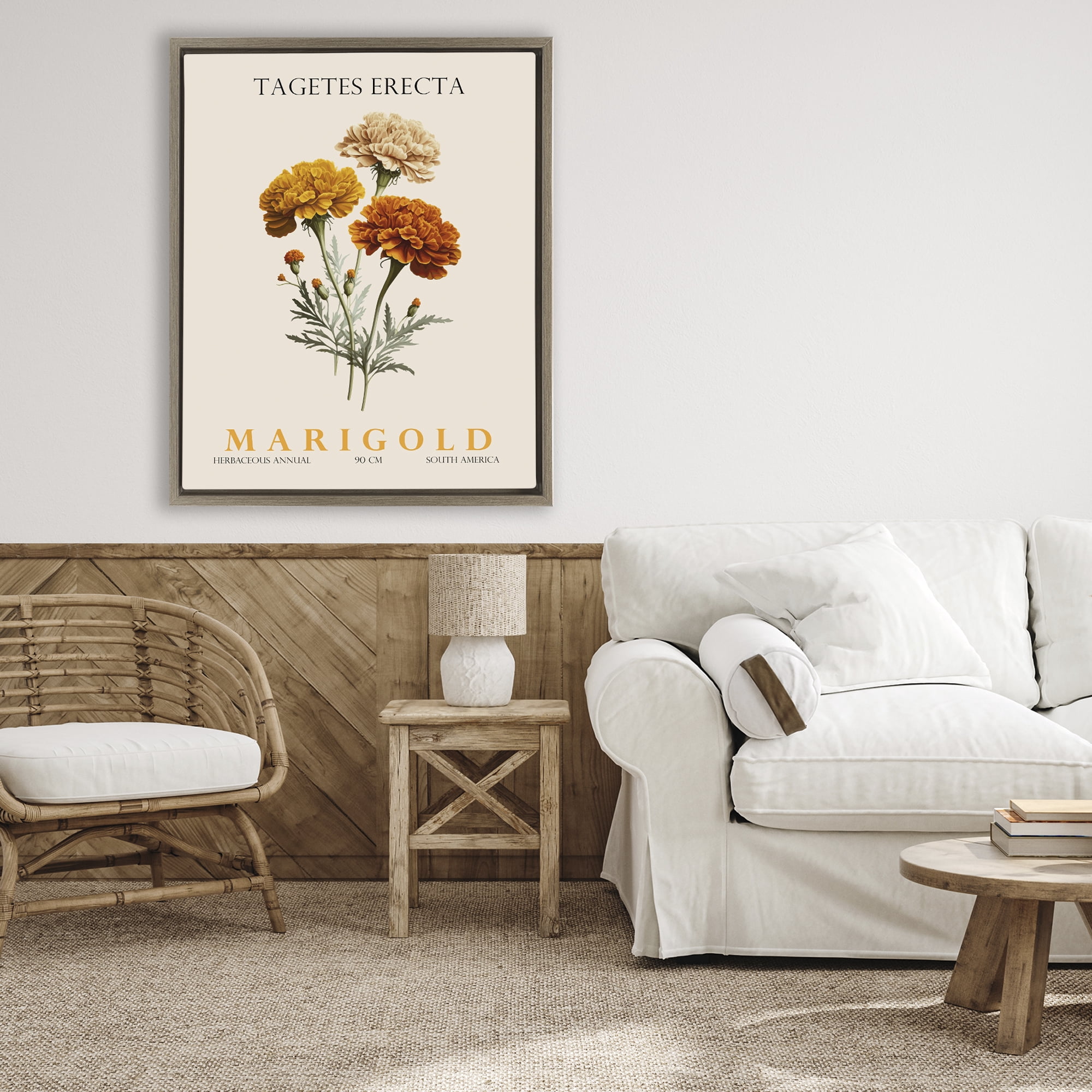 Stupell Industries Natural Marigold Bundle Brown Framed Floater Canvas Wall Art, design by Christopher Giampietro