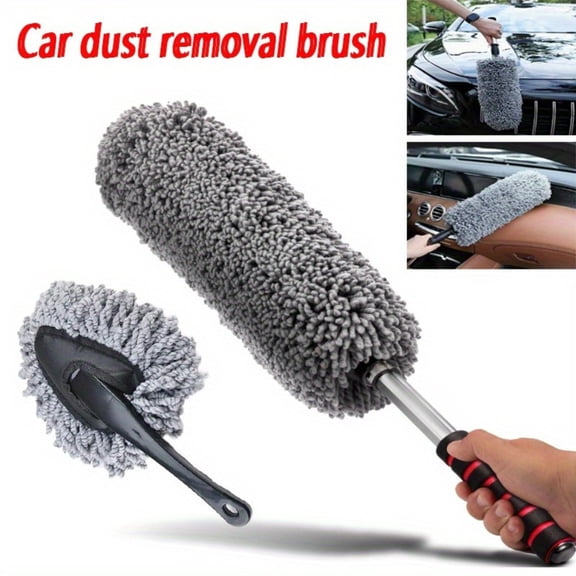 2 PCS Car Duster Kit, Microfiber Scratch Free Multipurpose Cleaning Duster with Extendable Handle, Washable Interior & Exterior Auto Dusting Tools for Cars Trucks SUVs RVs