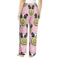 thumbnail image 3 of Naloa Panda Avocado Print Women’s Ultra-Soft Comfy Pajama Lounge Pants with Pockets & Drawstring, 3 of 8
