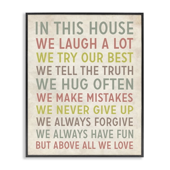 Stupell Industries Traditional In This House We Inspirational Art Black Framed Giclee Art, 11 x 14, by Louise Carey
