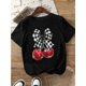 thumbnail image 1 of Short-Sleeved T-Shirt with a Bow Tie Apple Pattern for Men And Women, Suitable for Spring And Summer, in a Mid-Length Style., 1 of 7
