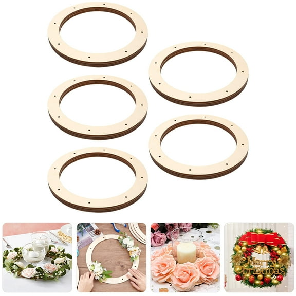 HONMEET 5-Piece Ivory Wood Wreath Making Kit for Christmas Holiday Decor, Craft Supplies, Simple Style Home Decoration Set