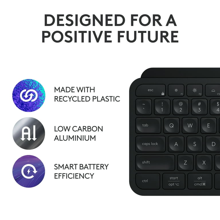 Logitech 920-011559 | MX Keys S Wireless Keyboard Low Profile Fluid Precise Quiet Typing Usb C Rechargeable Pale Gray