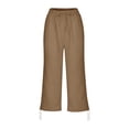 thumbnail image 5 of Byworldtasic Casual Pants for Women Elastic Drawstring Waist Trousers with Cinchable Ankles Soft Breathable Pants, 5 of 5