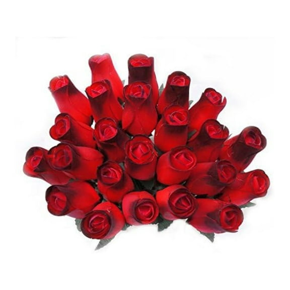 Wooden Roses - 24 Red & Black Roses Handmade - 13 Inch Long Lasting Floral Décor - Wedding Flowers, Gifts, Thank You Presents, Romantic Decor