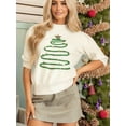 thumbnail image 3 of Women Holiday Graphic Sweater Casual Pullover Tops Merry Christmas Tree Sweaters White S, 3 of 8