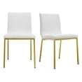 thumbnail image 5 of Set of Two Minimalist White Faux Faux Leather and Gold Chairs, 5 of 10