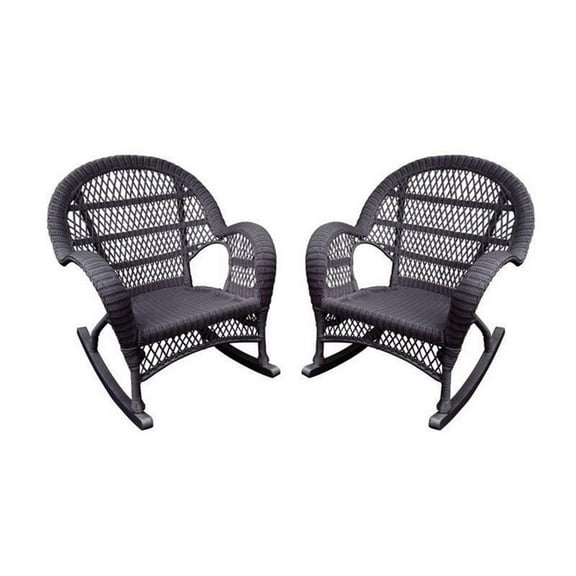 Afuera Living Modern Wicker Rocker Chair in Espresso (Set of 2)