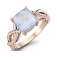 thumbnail image 2 of 925 Sterling Silver Rose Vermeil 1.94 Cts Cushion Shape Moonstone Solitaire Twisted Shank Women Mother's Day Gift Ring, 2 of 3