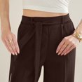 thumbnail image 6 of Womens Wide Leg Pants BWASD Casual Adjustable Tie Knot High WaistPalazzo with Pockets Loose Linen Pants Women Elegant Business Work Dress Trousers (Coffee XL), 6 of 9