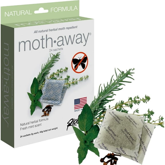 Homewares Moth Away Sachets – 24-Pack Natural Herbal Moth Repellent, Non-Toxic & Chemical-Free, Fresh Scent for Drawers, Closets & Storage Bins – Made in USA